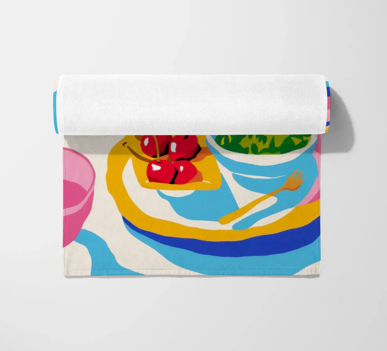 Pranzo cromatico diffuso telo mare da Bara Suara