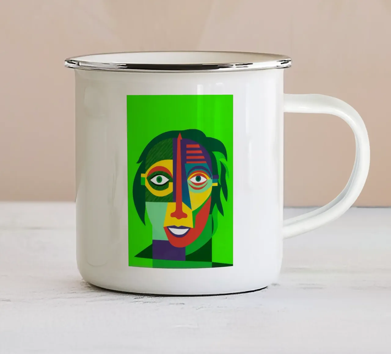 Bagliore cubista verdeggiante tazza in smalto da Nova Glaze