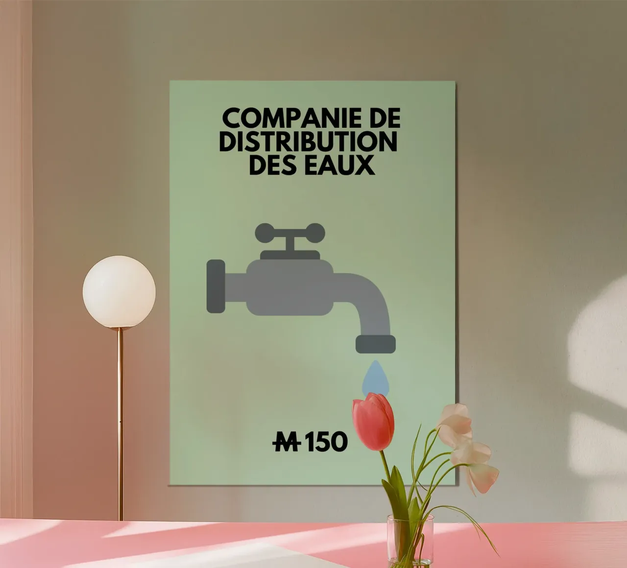 Società di distribuzione dell'acqua poster con telaio in plastica da fltmfrance