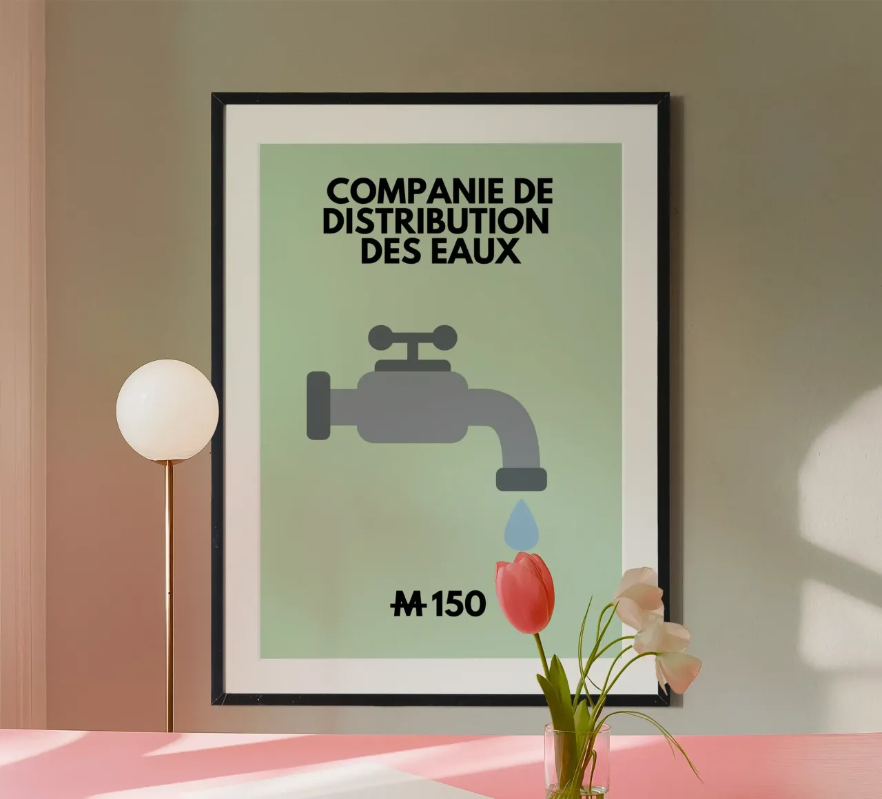 Società di distribuzione dell'acqua poster con telaio in plastica da fltmfrance