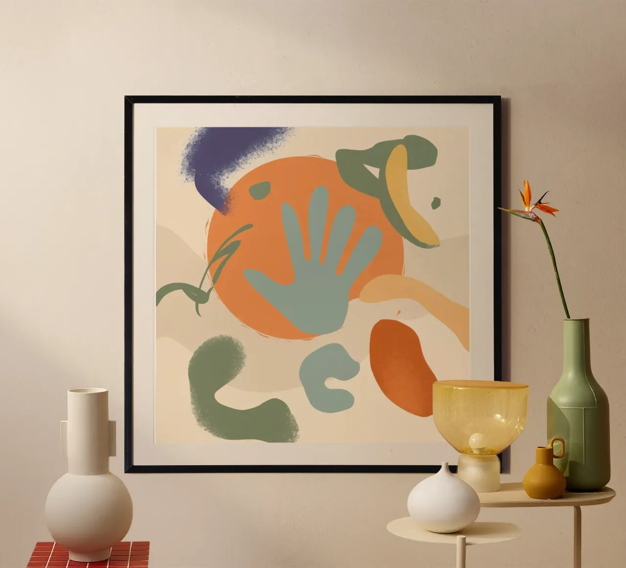 Abbraccio di forme delicate poster con telaio in plastica da Scaller Stars
