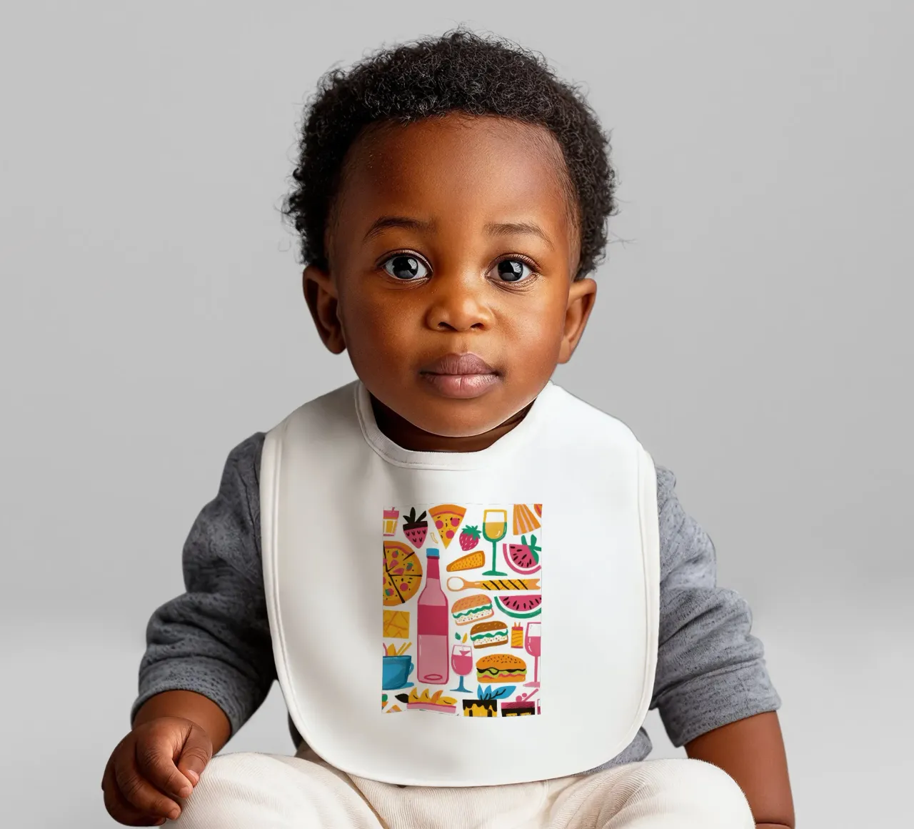 Pop Art Feast baby bib by Nova Glaze