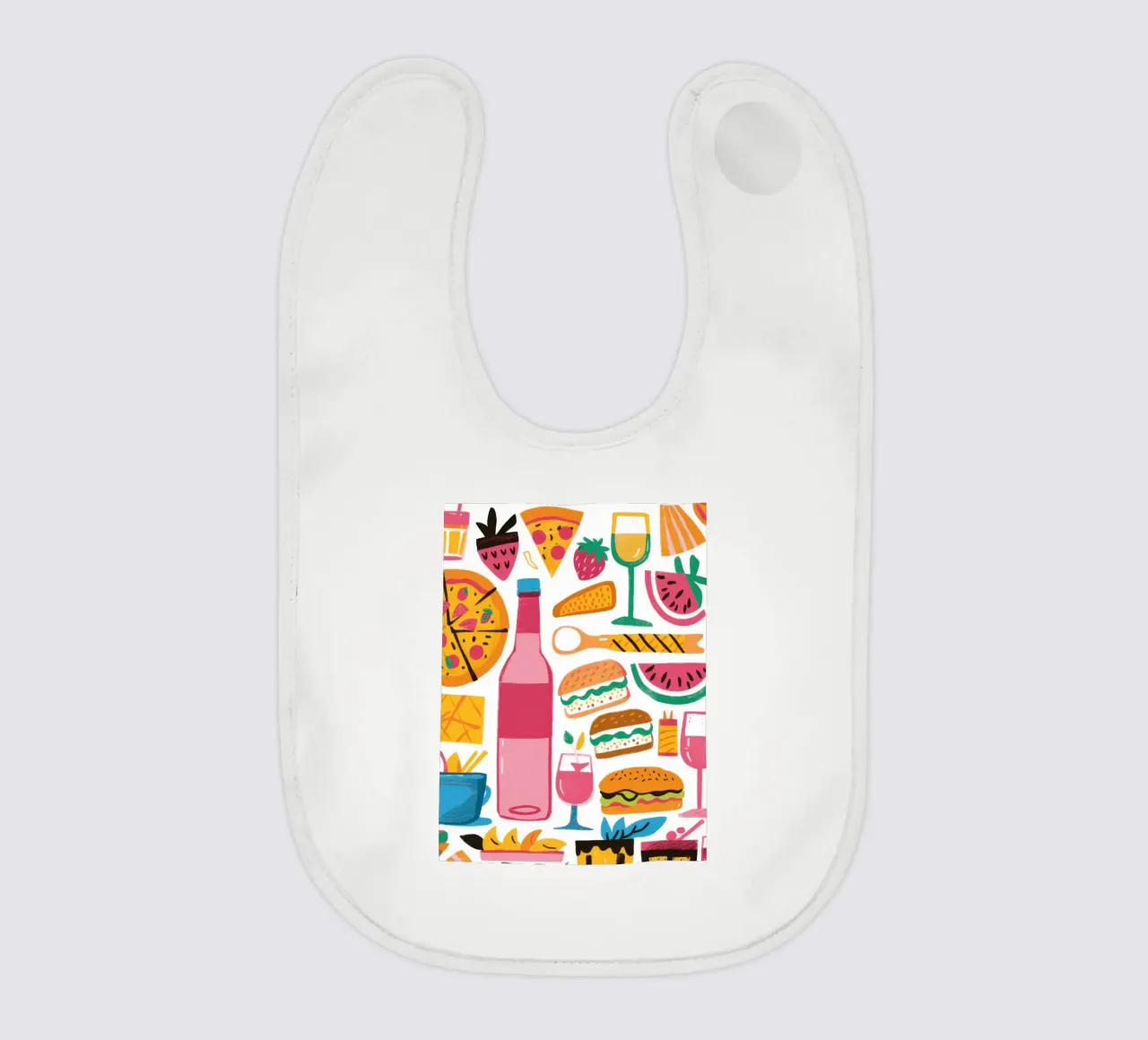 Pop Art Feast baby bib by Nova Glaze