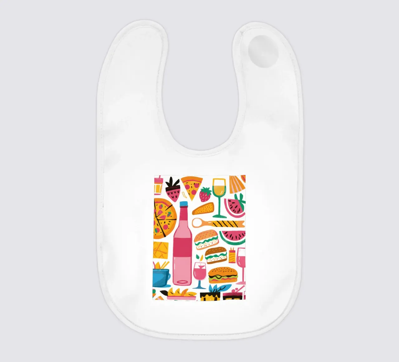 Pop Art Feast baby bib by Nova Glaze