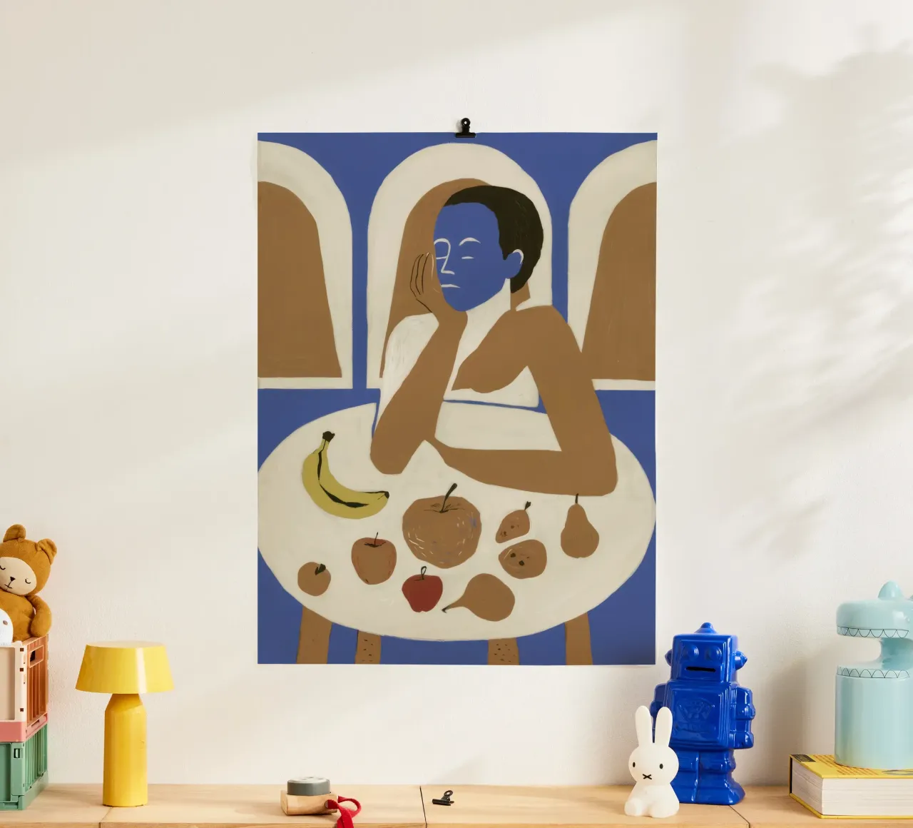 Signora della frutta poster con telaio in plastica da Nova Glaze