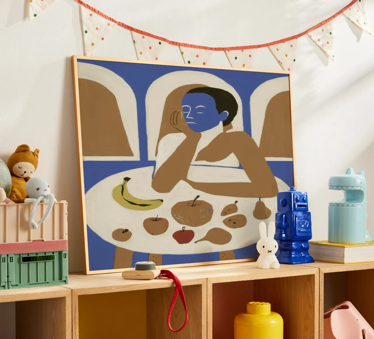 Signora della frutta poster con telaio in plastica da Nova Glaze