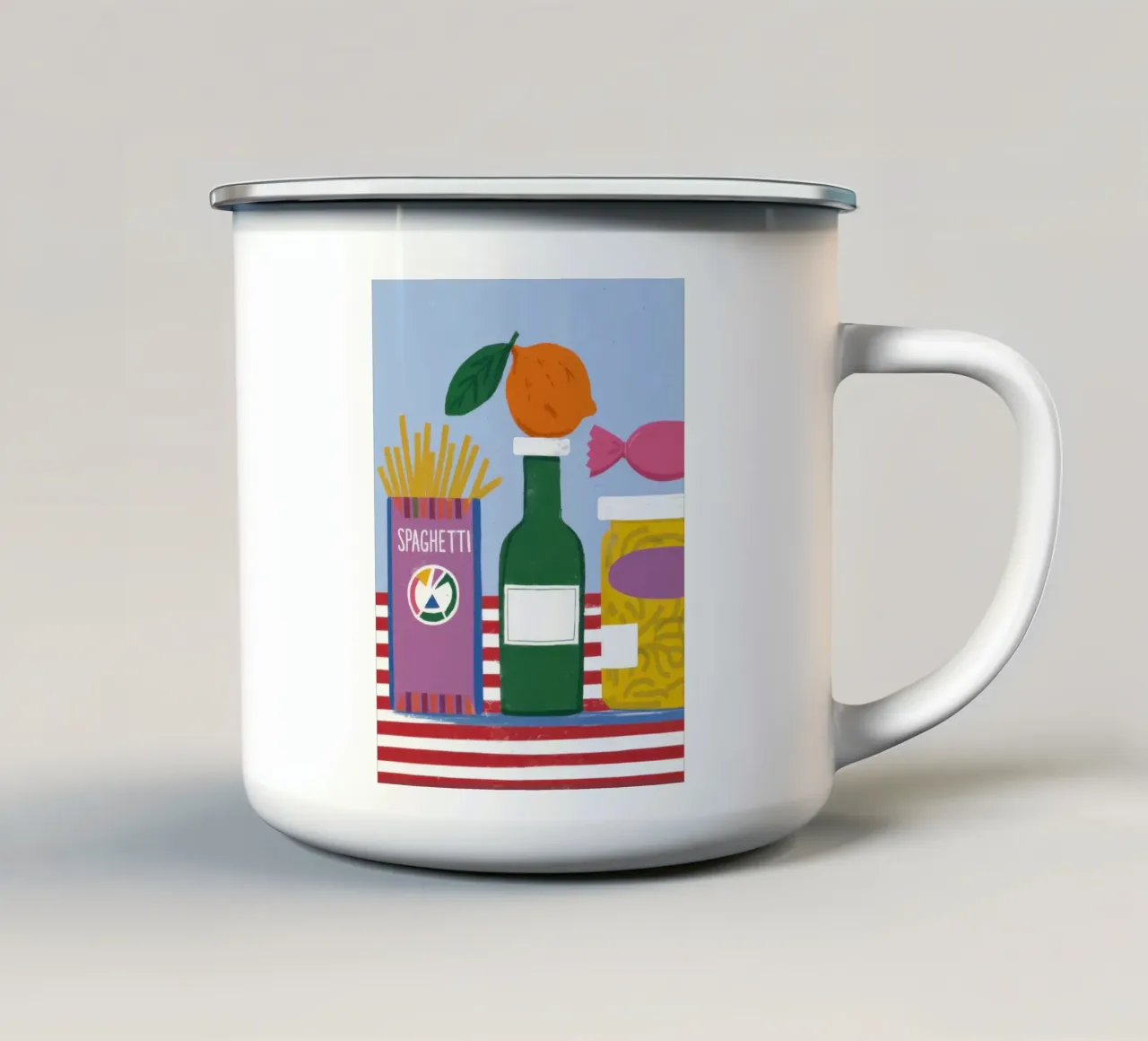 Spaghetti and Soda tazza in smalto da Nova Glaze