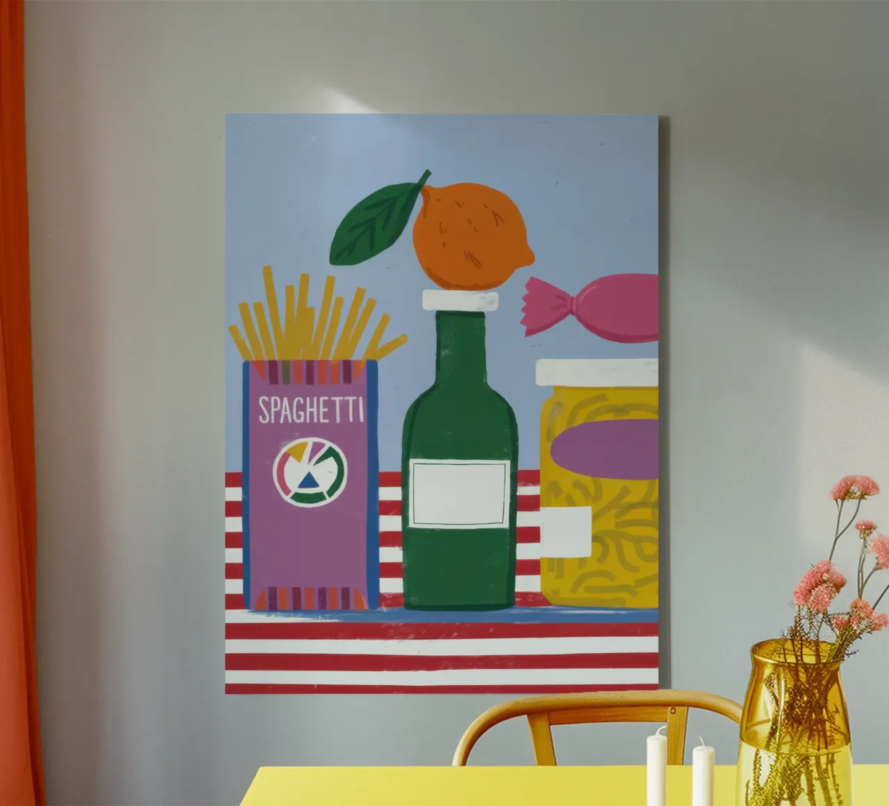 Spaghetti and Soda canvas with Floater frame by Nova Glaze