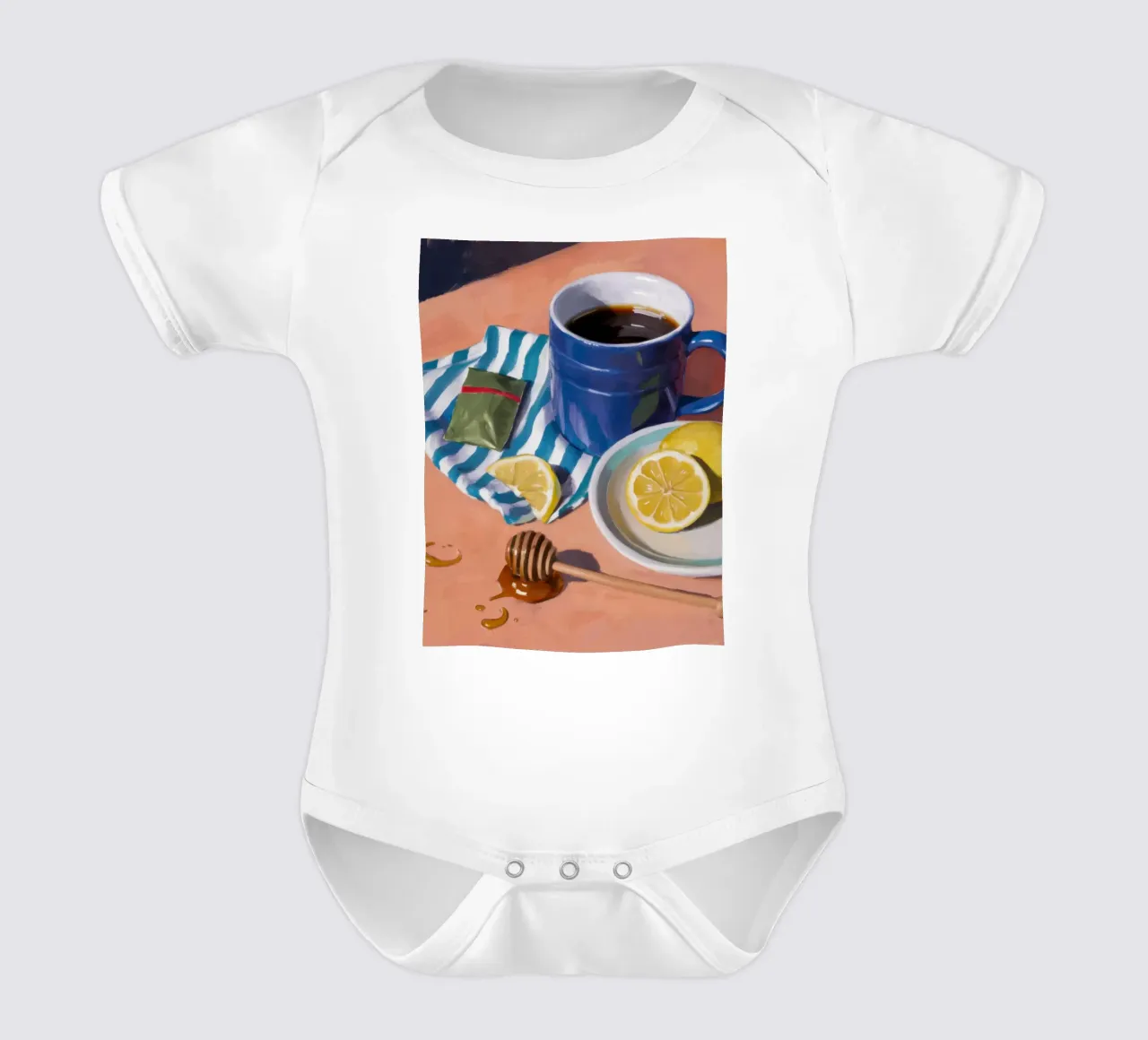 Morgentee und Zitrone Kurzarm Babybody von Nova Glaze