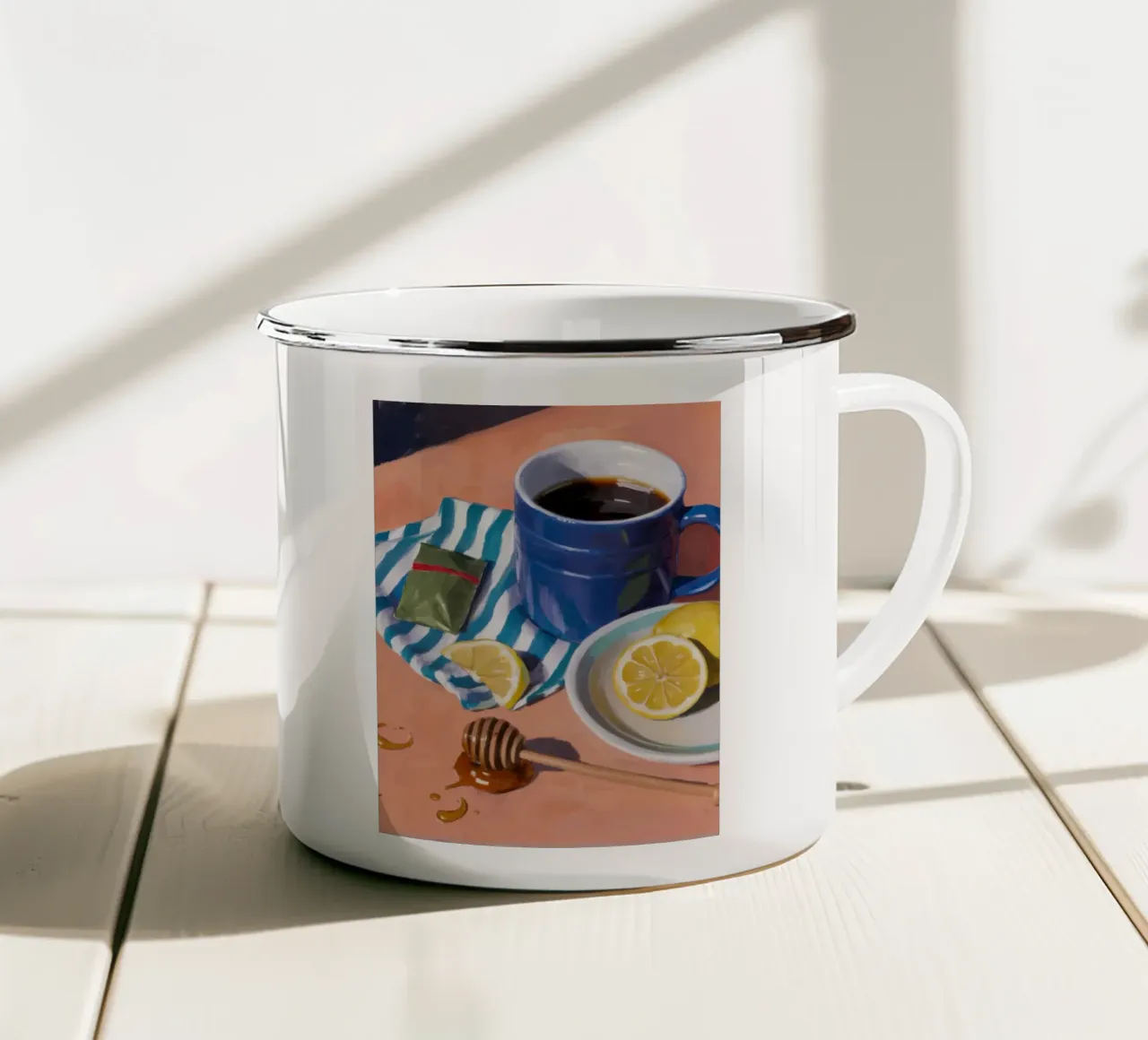 Tè mattutino e limone tazza in smalto da Nova Glaze