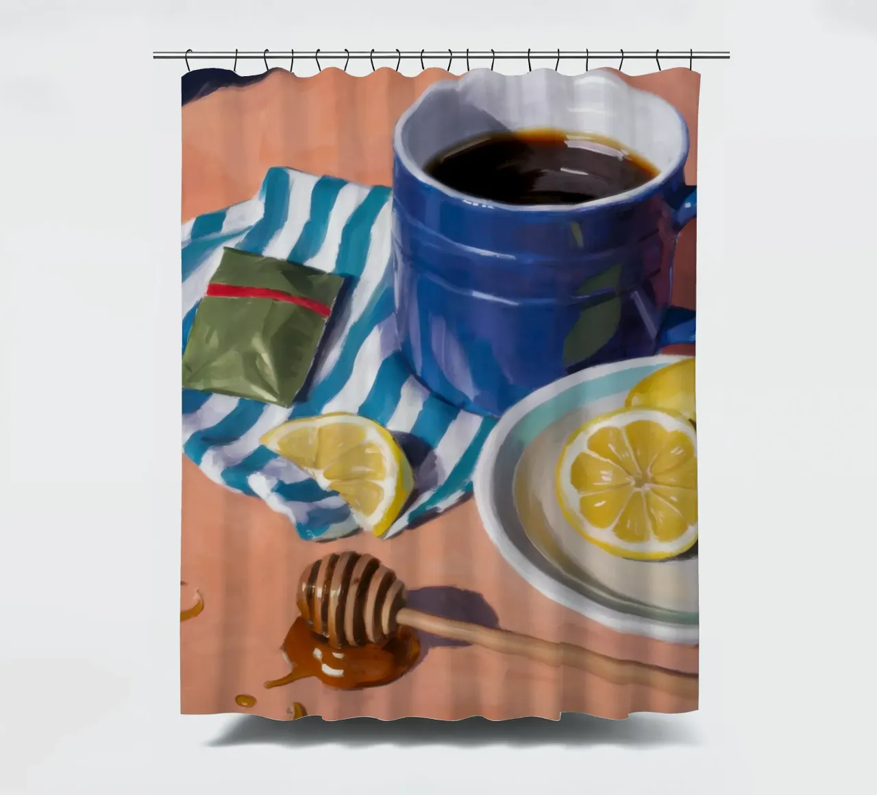 Morgentee und Zitrone Duschvorhang von Nova Glaze