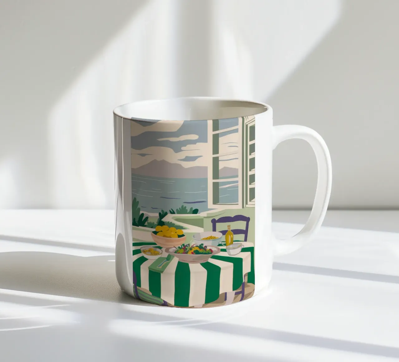 Pranzo tranquillo in riva al mare tazza in ceramica da Nova Glaze