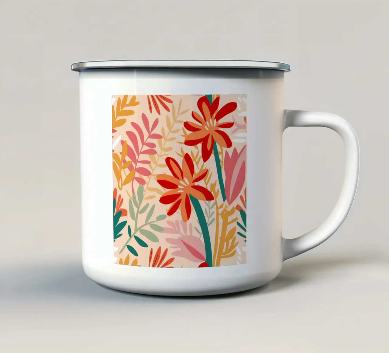 Corallo caldo floreale tazza in smalto da Nova Glaze