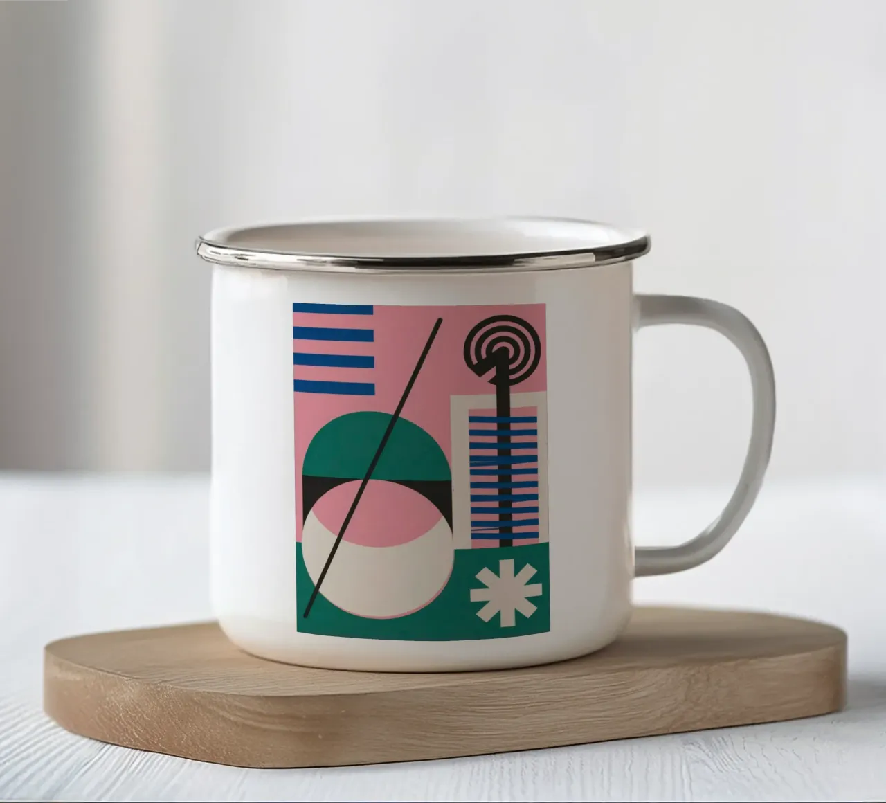 Echi geometrici tazza in smalto da Nova Glaze