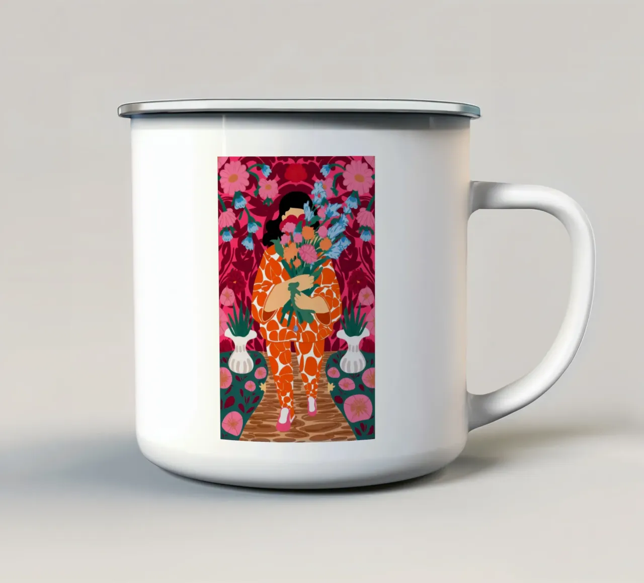 Giungla Pattern Fusion tazza in smalto da Bara Suara