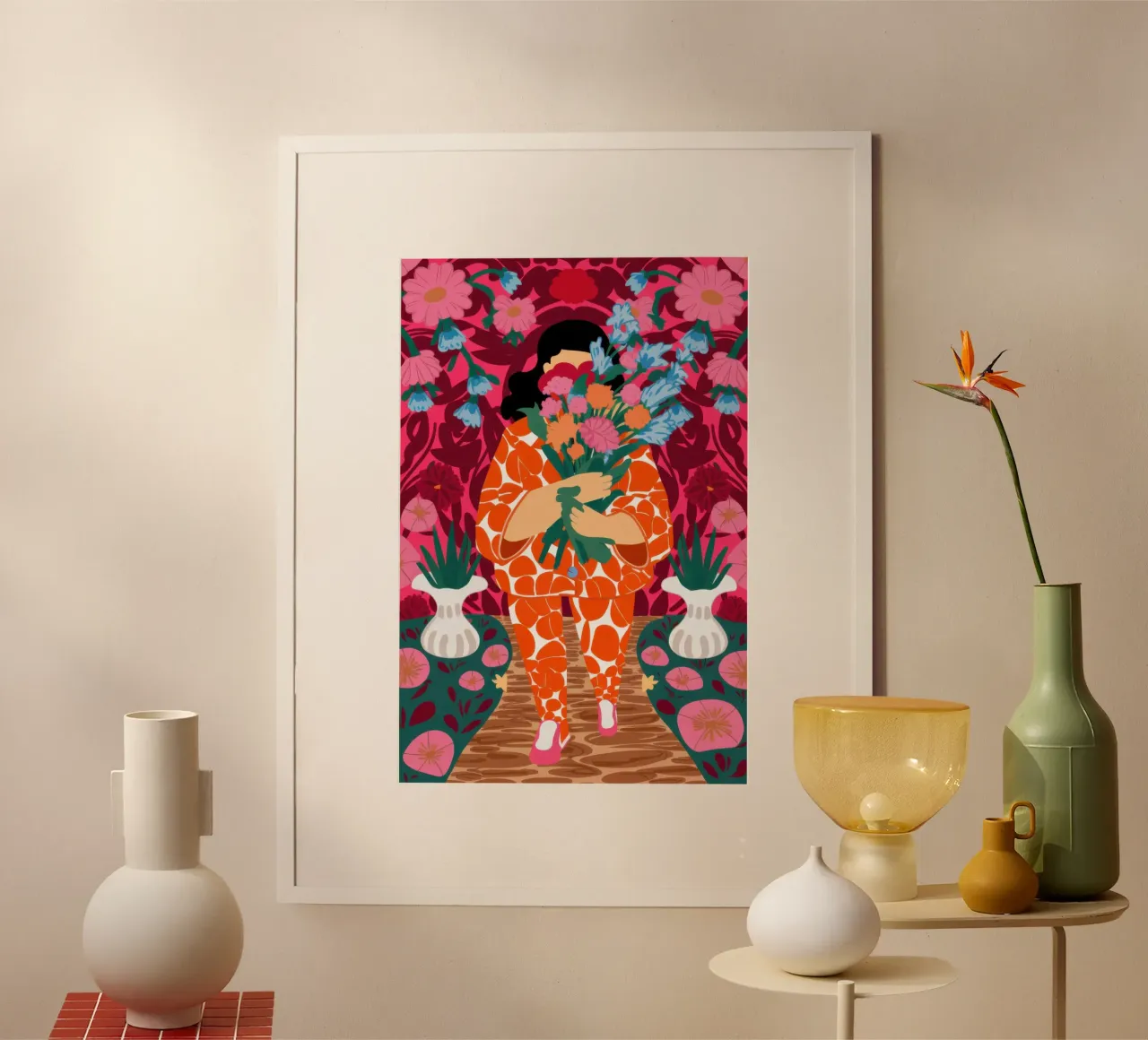 Giungla Pattern Fusion poster con telaio in alluminio da Bara Suara