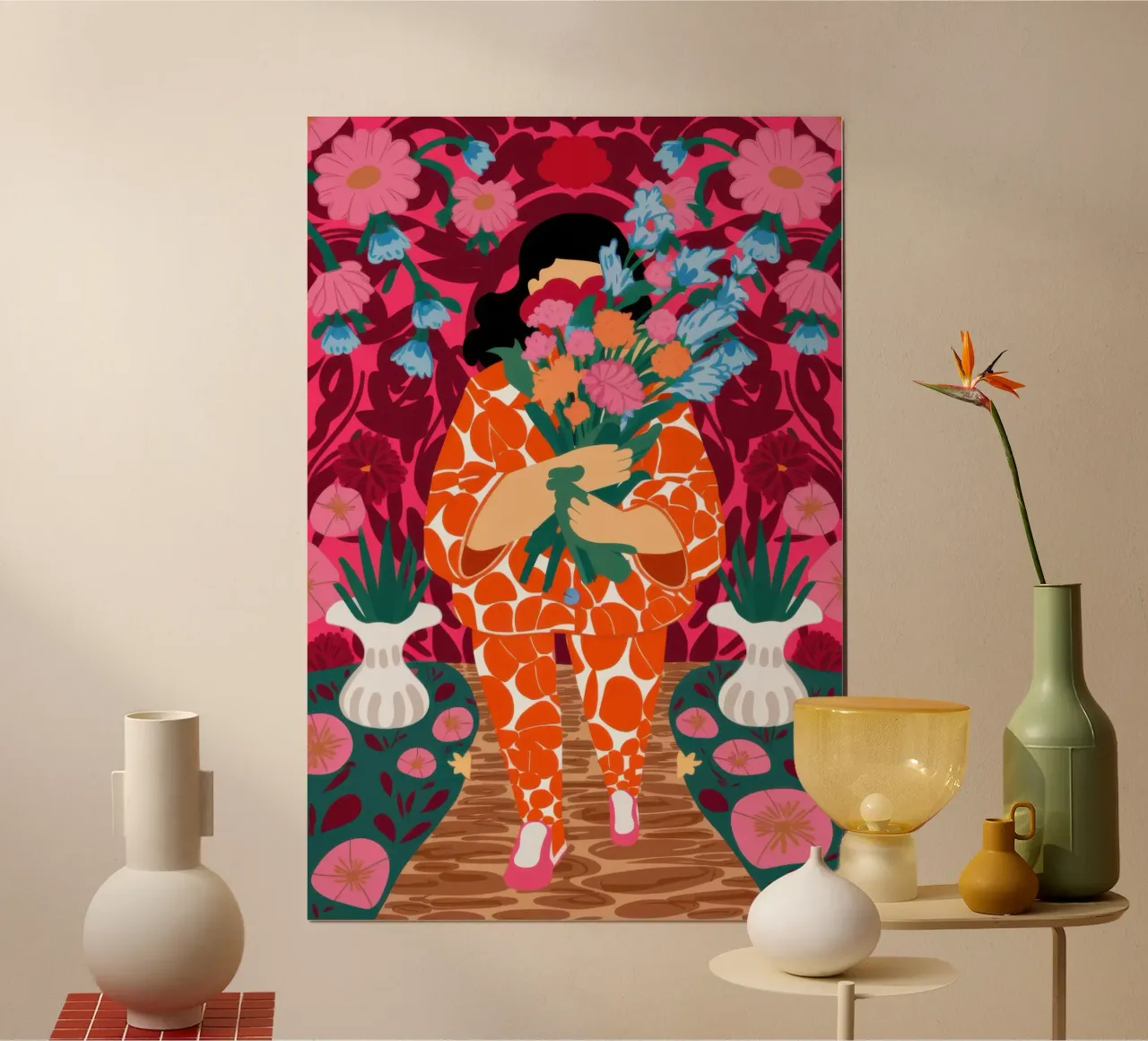 Giungla Pattern Fusion poster con telaio in alluminio da Bara Suara