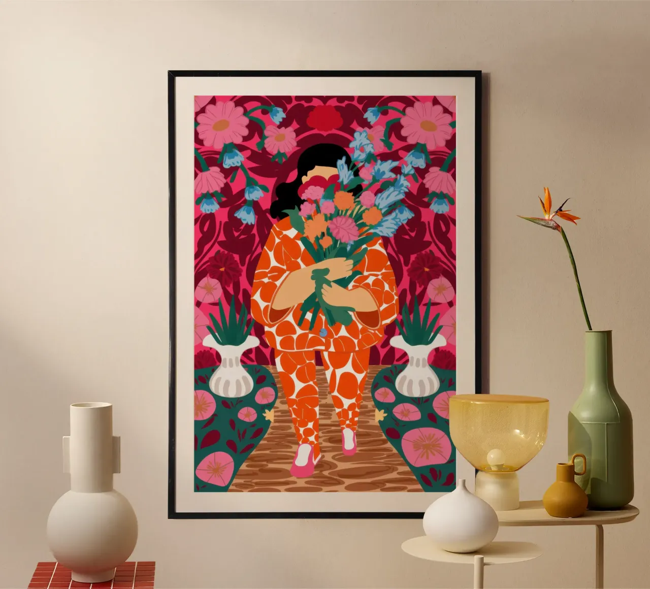 Giungla Pattern Fusion poster con telaio in alluminio da Bara Suara