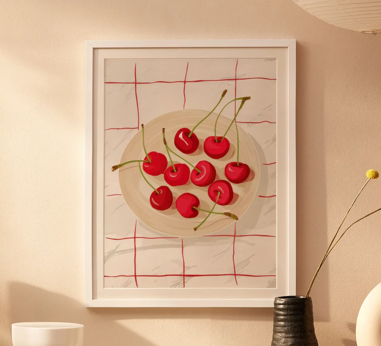 Semplice dolcezza della ciliegia poster con telaio in legno da Bara Suara
