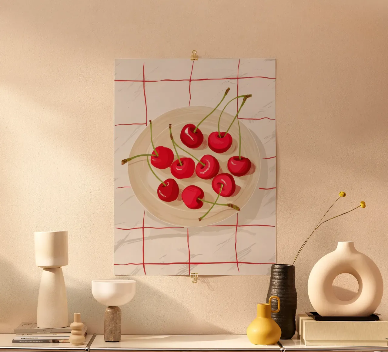 Semplice dolcezza della ciliegia poster con telaio in legno da Bara Suara