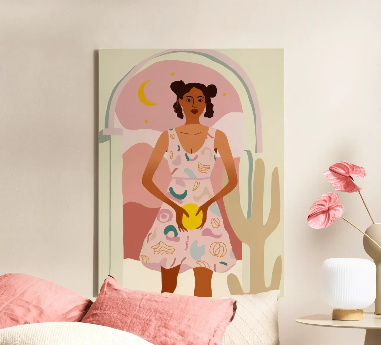 Moonlit Desert Bloom canvas with Floater frame by Nova Glaze