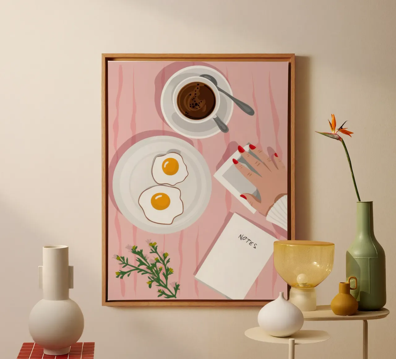 Ochtendritueel Schets canvas met Baklijst van Bara Suara