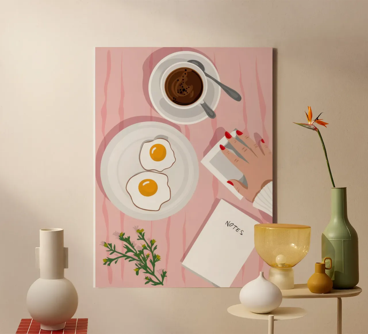 Ochtendritueel Schets canvas met Baklijst van Bara Suara