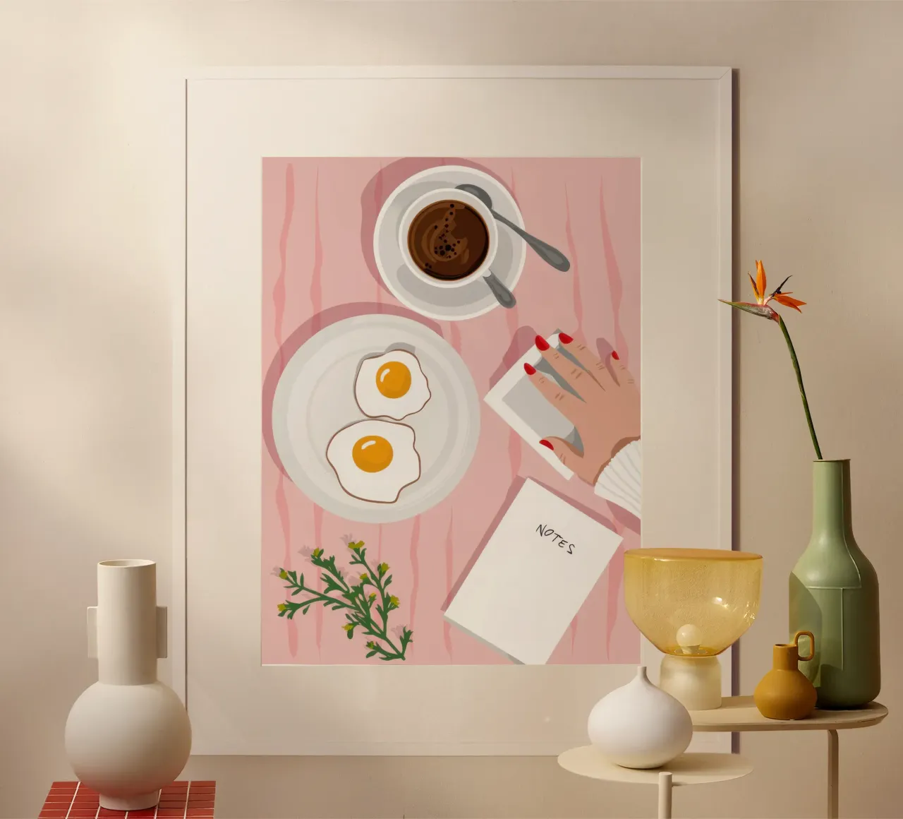 Schizzo del rituale mattutino poster con telaio in plastica da Bara Suara