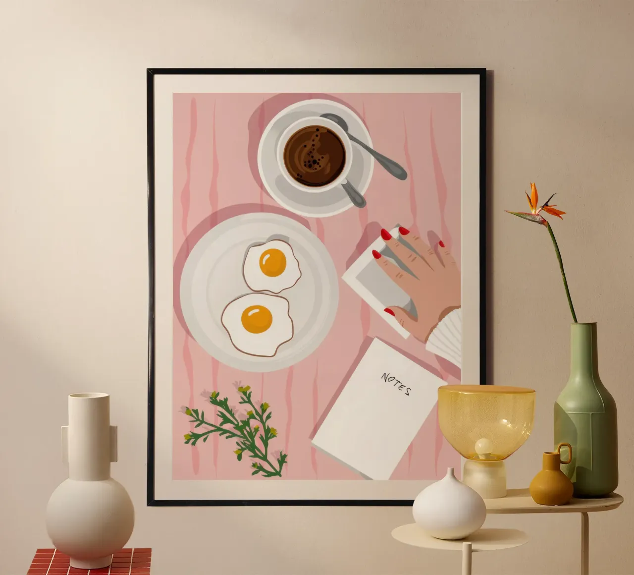 Schizzo del rituale mattutino poster con telaio in plastica da Bara Suara