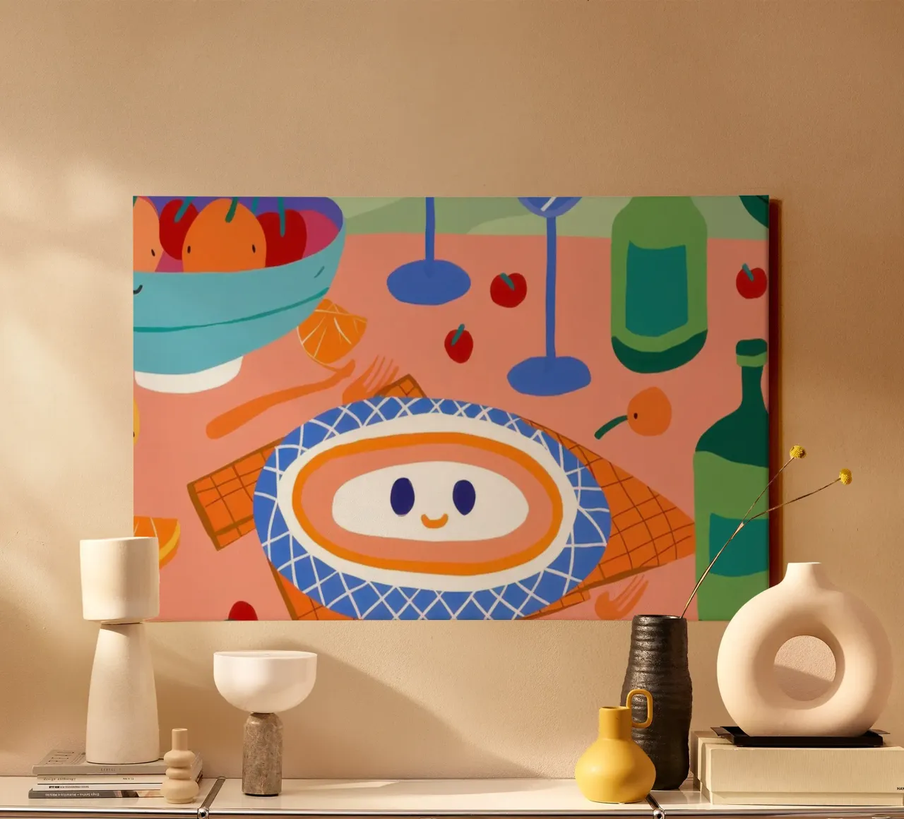 Grillig voedsellandschap canvas met Baklijst van Nova Glaze