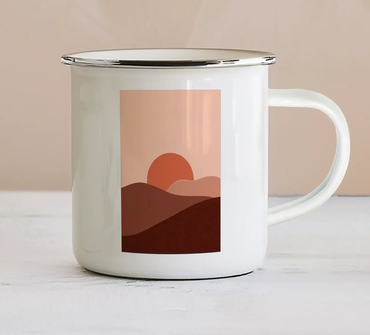 Crepuscolo del deserto minimalista tazza in smalto da Snow Mist