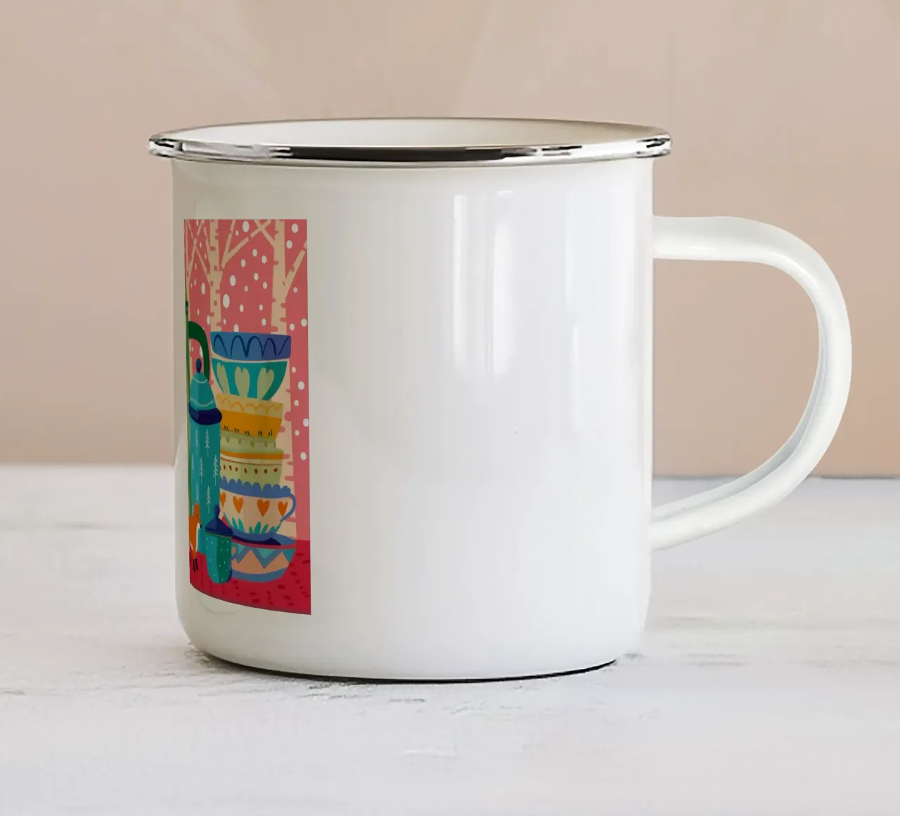 Tea Party nella foresta tazza in smalto da Nova Glaze