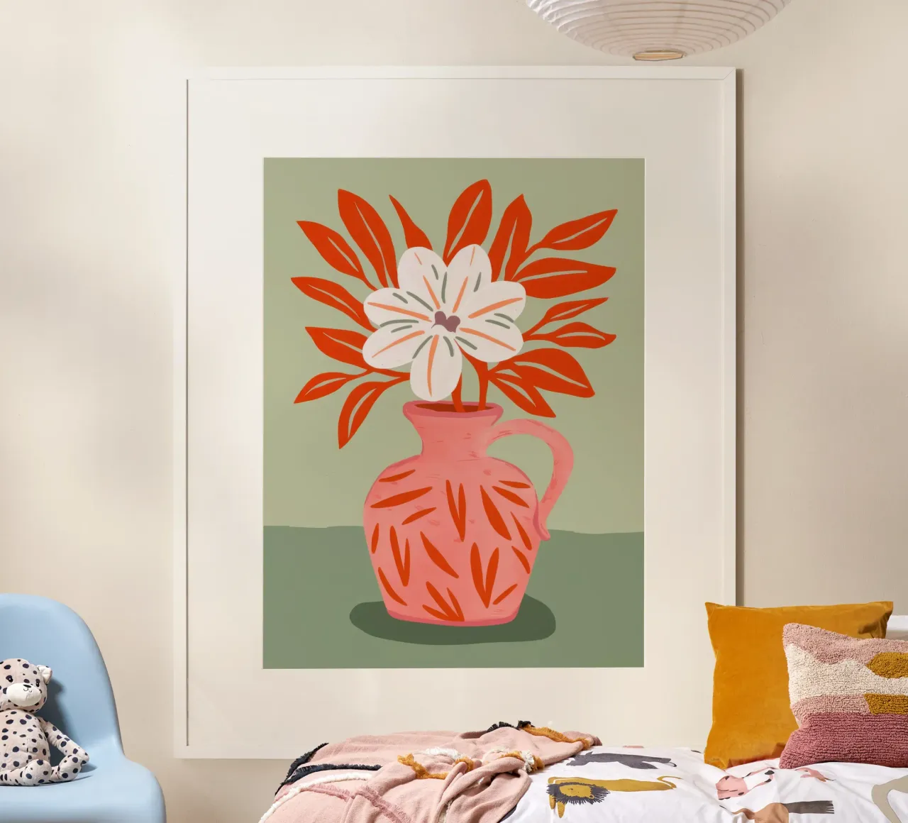 Vaso di papaveri semplice poster con telaio in legno da Nova Glaze