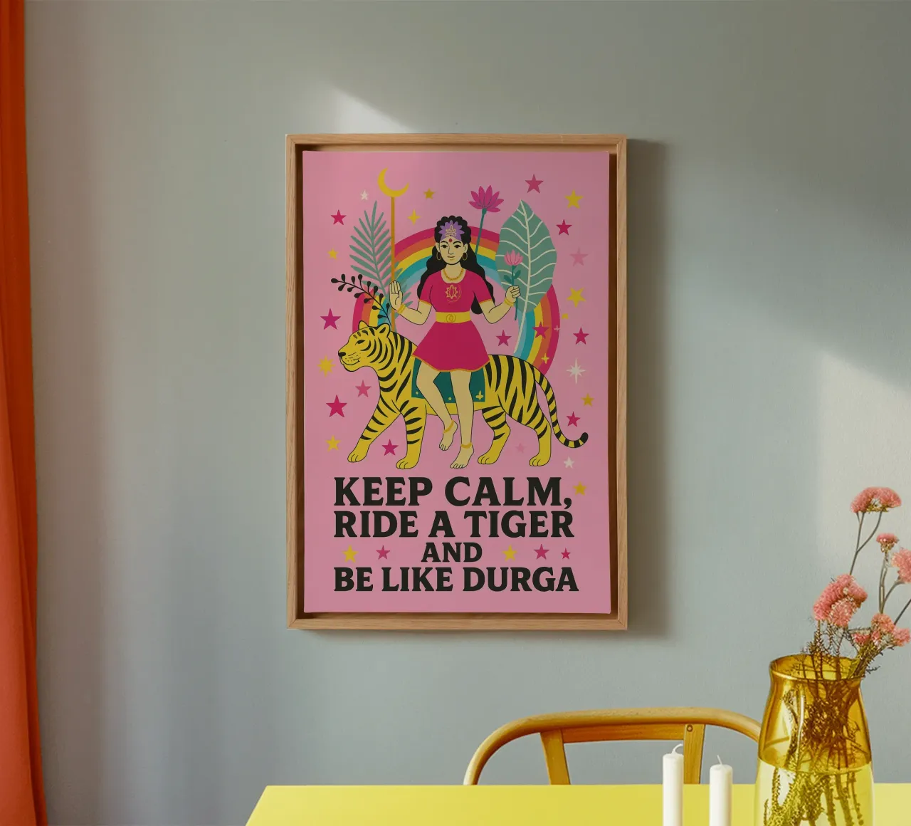 Keep calm and be like Durga canvas with Floater frame by Taika Tori Art
