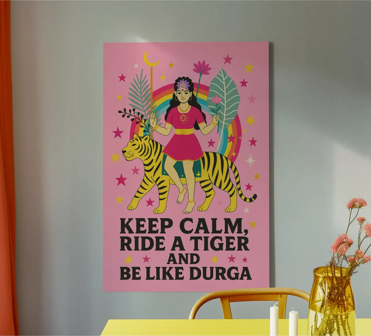 Keep calm and be like Durga canvas with Floater frame by Taika Tori Art