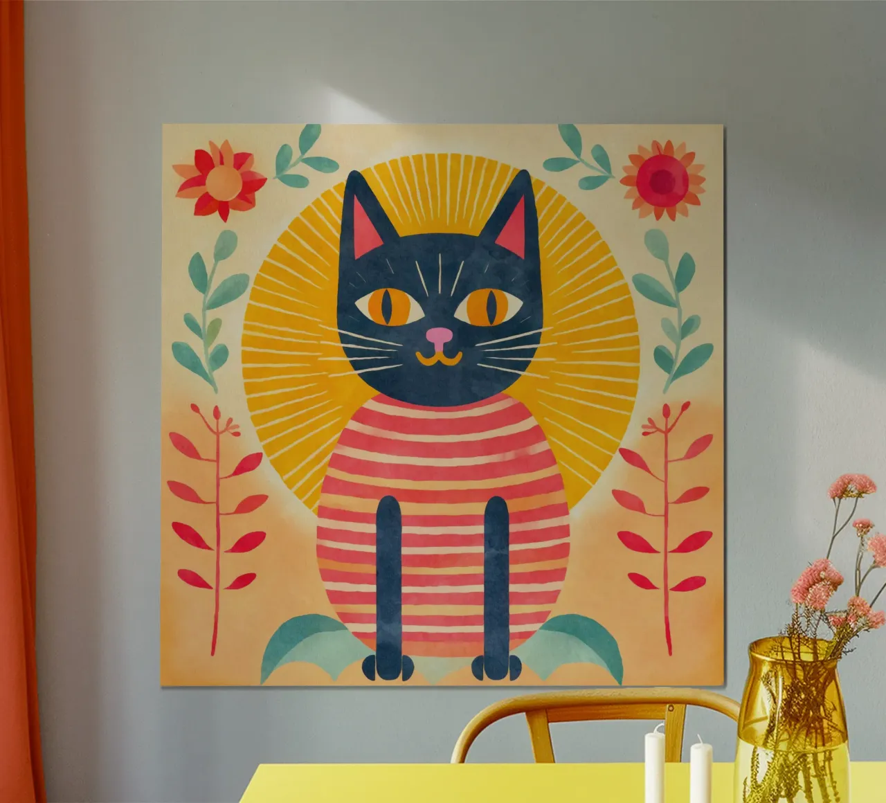 Sonnenschein-Kätzchen Poster mit Holzrahmen von Andrea Haase Animal Love