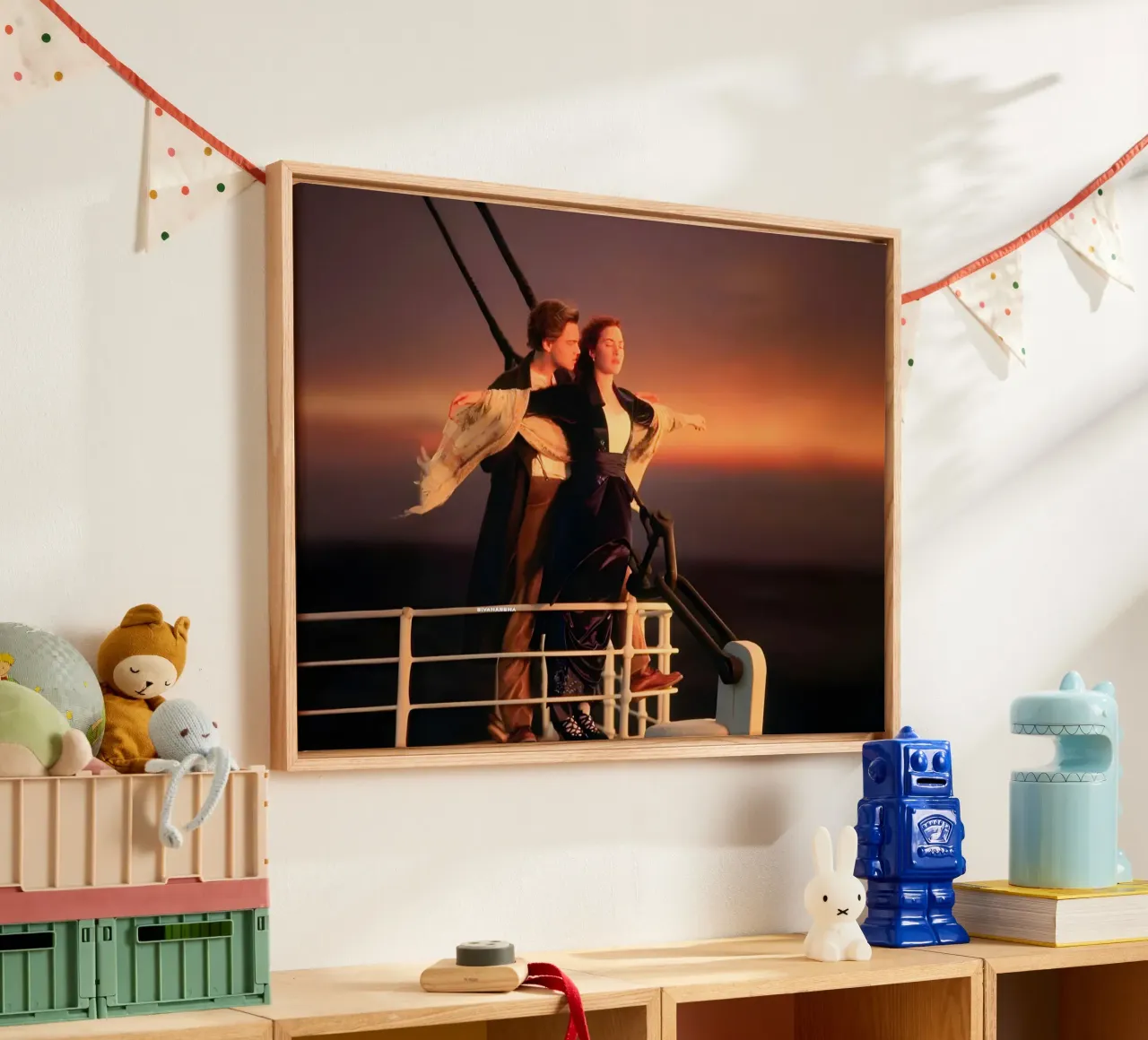 "Im the King of the World" canvas met Baklijst van Low poly art