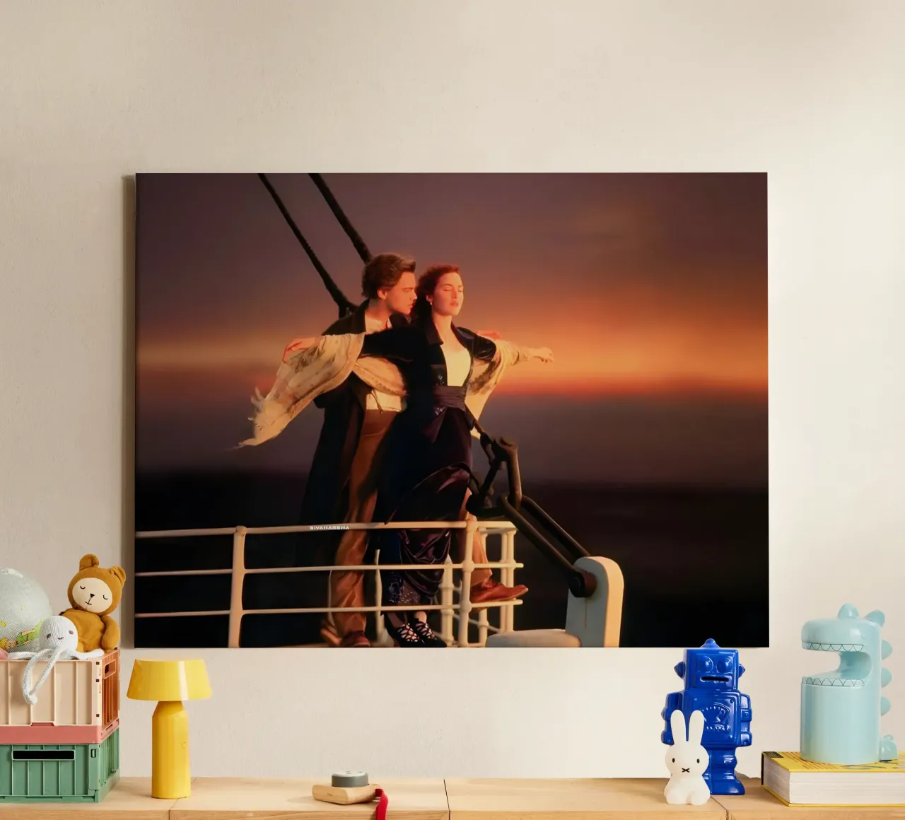 "Im the King of the World" canvas met Baklijst van Low poly art