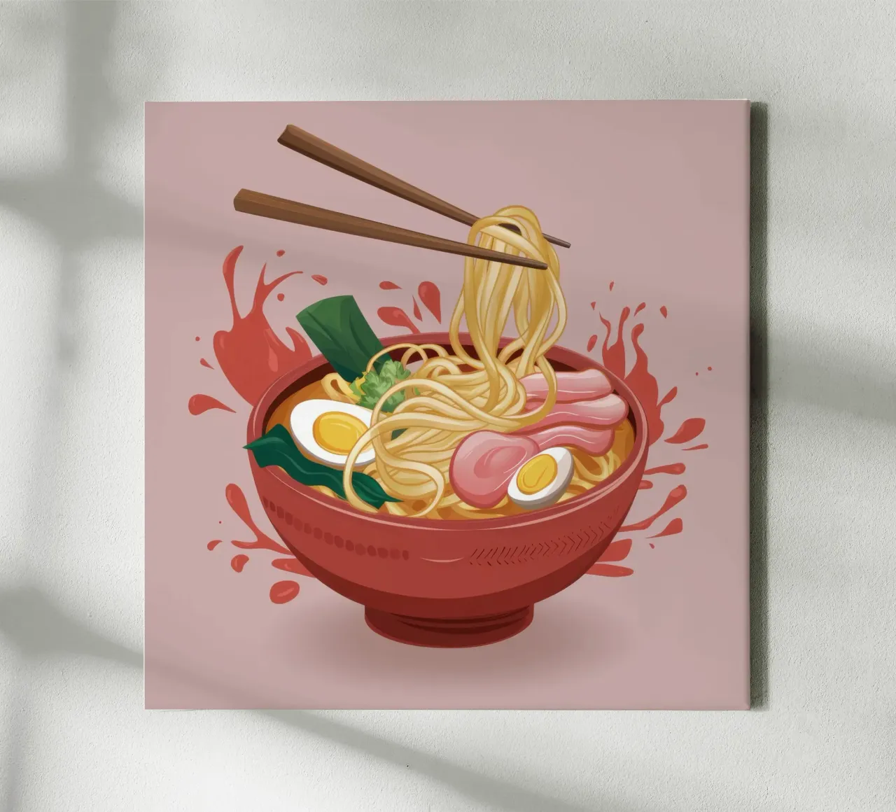 Explosive Ramen Splash Leinwand mit Schattenfugenrahmen von Snow Mist