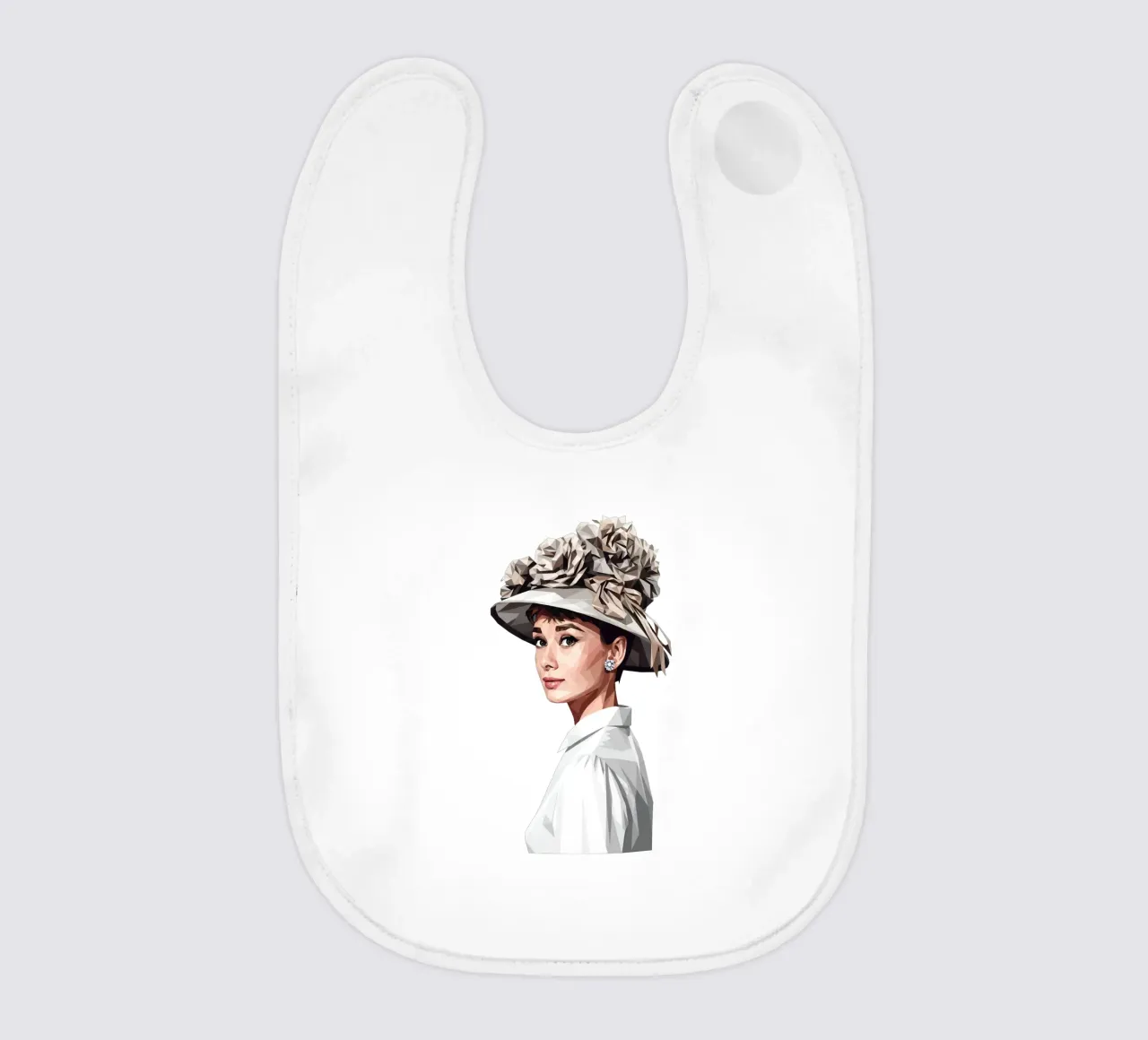 Audrey Hepburn con un cappello stravagante Lowpoly bavaglino da Low Profile
