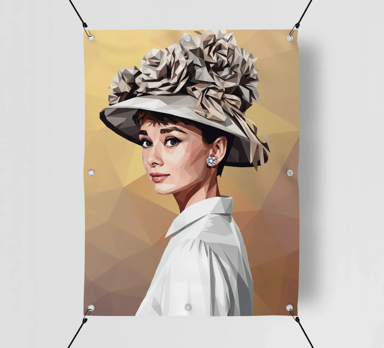 Audrey Hepburn con un cappello stravagante Lowpoly telo in pvc da Low Profile