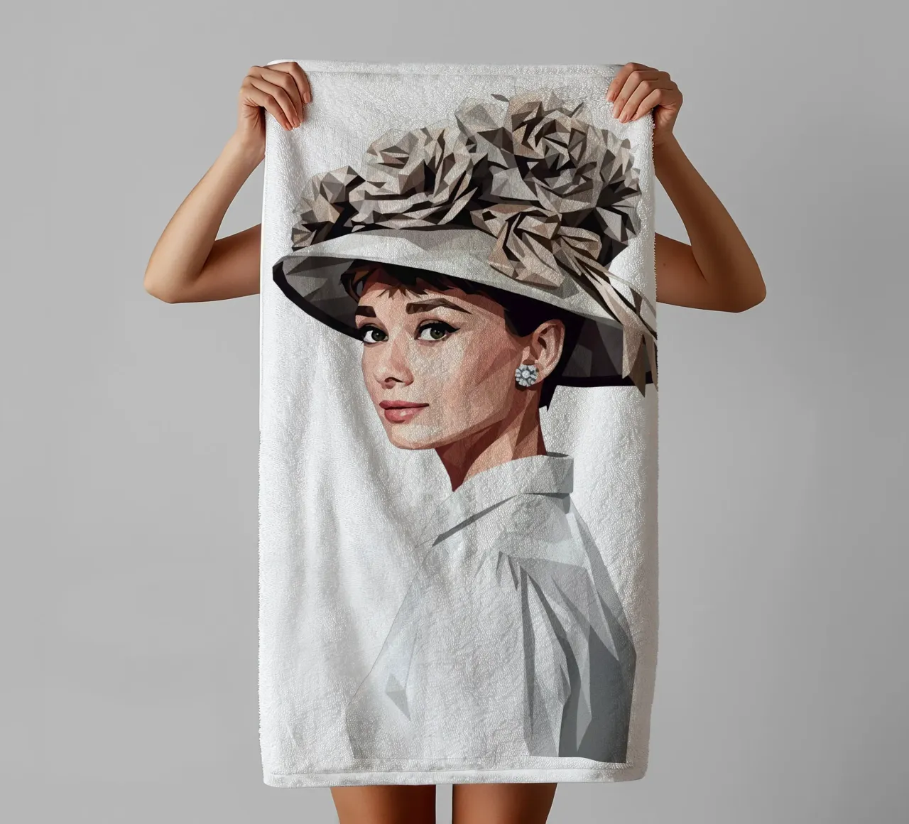 Audrey Hepburn with an extravagant hat Lowpoly towel by Low Profile