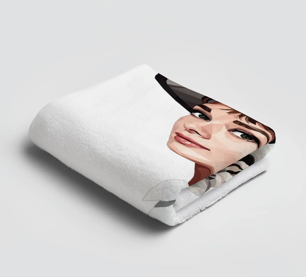 Audrey Hepburn with an extravagant hat Lowpoly towel by Low Profile