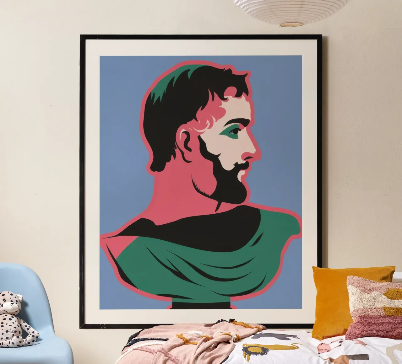 Busto di Apollo moderno poster con telaio in plastica da Bara Suara