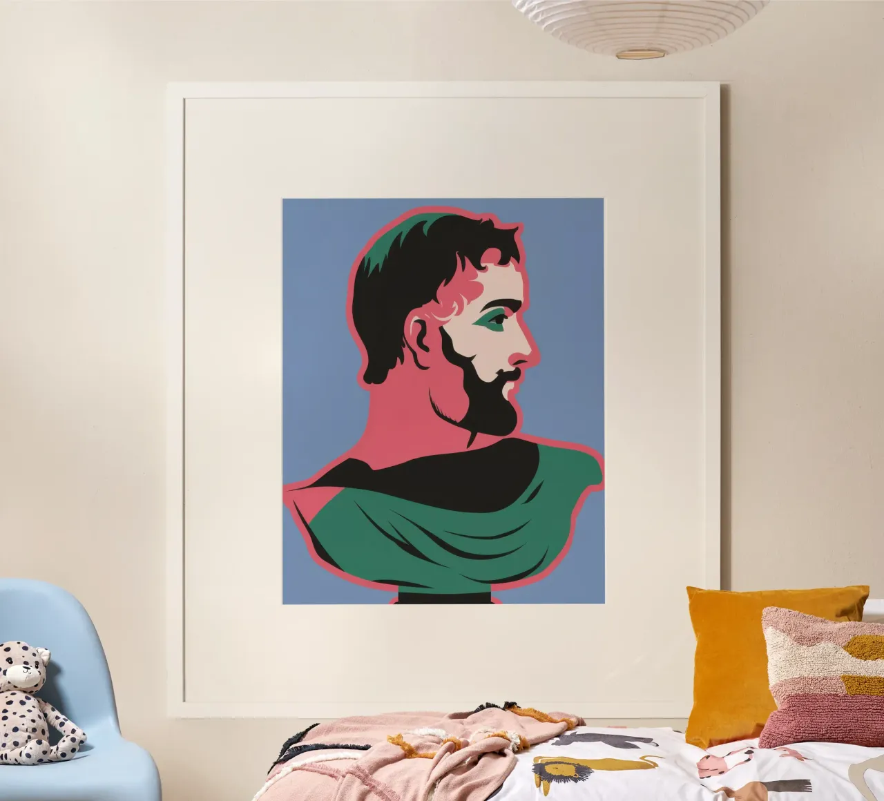 Busto di Apollo moderno poster con telaio in plastica da Bara Suara