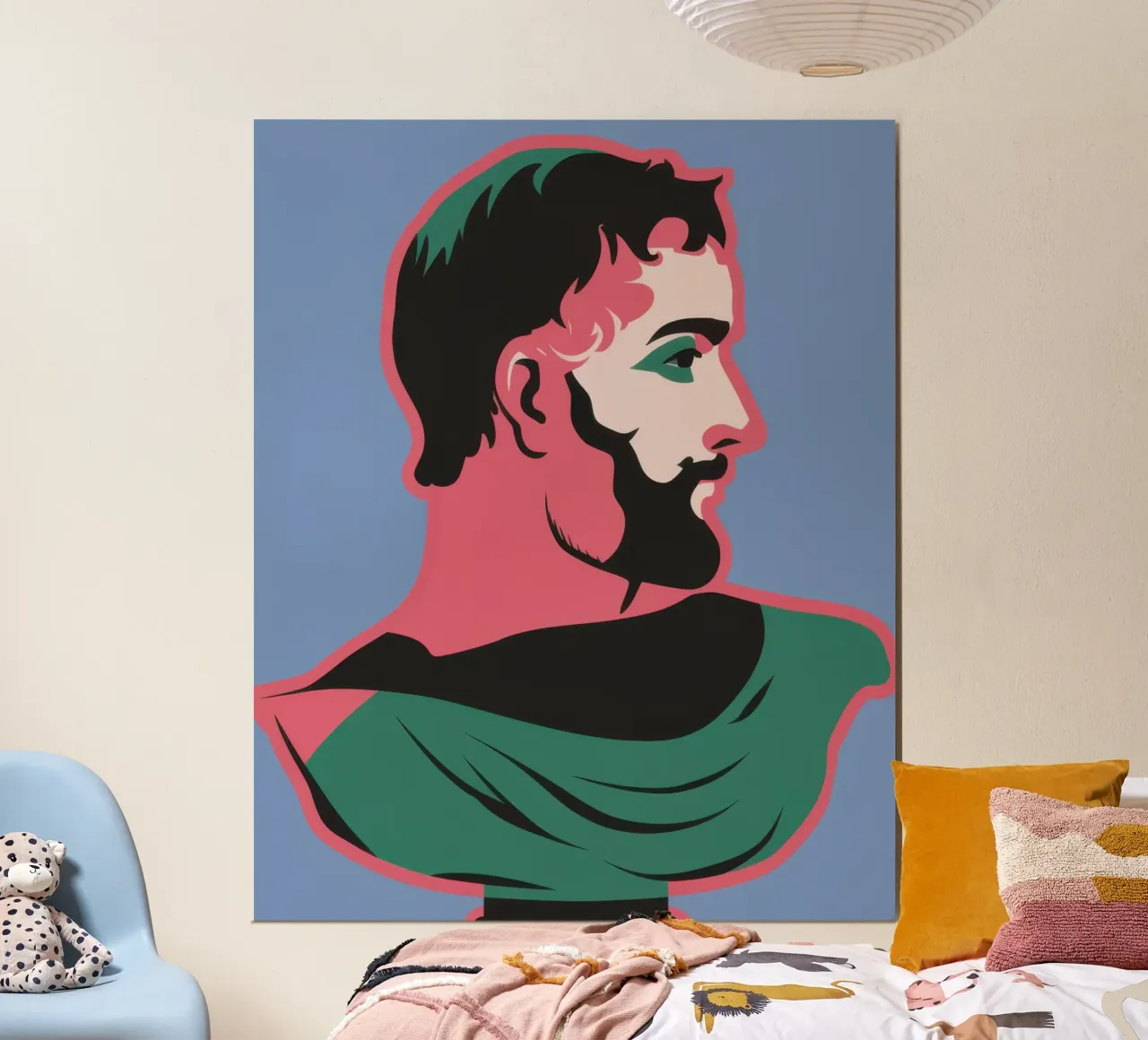 Busto di Apollo moderno poster con telaio in plastica da Bara Suara