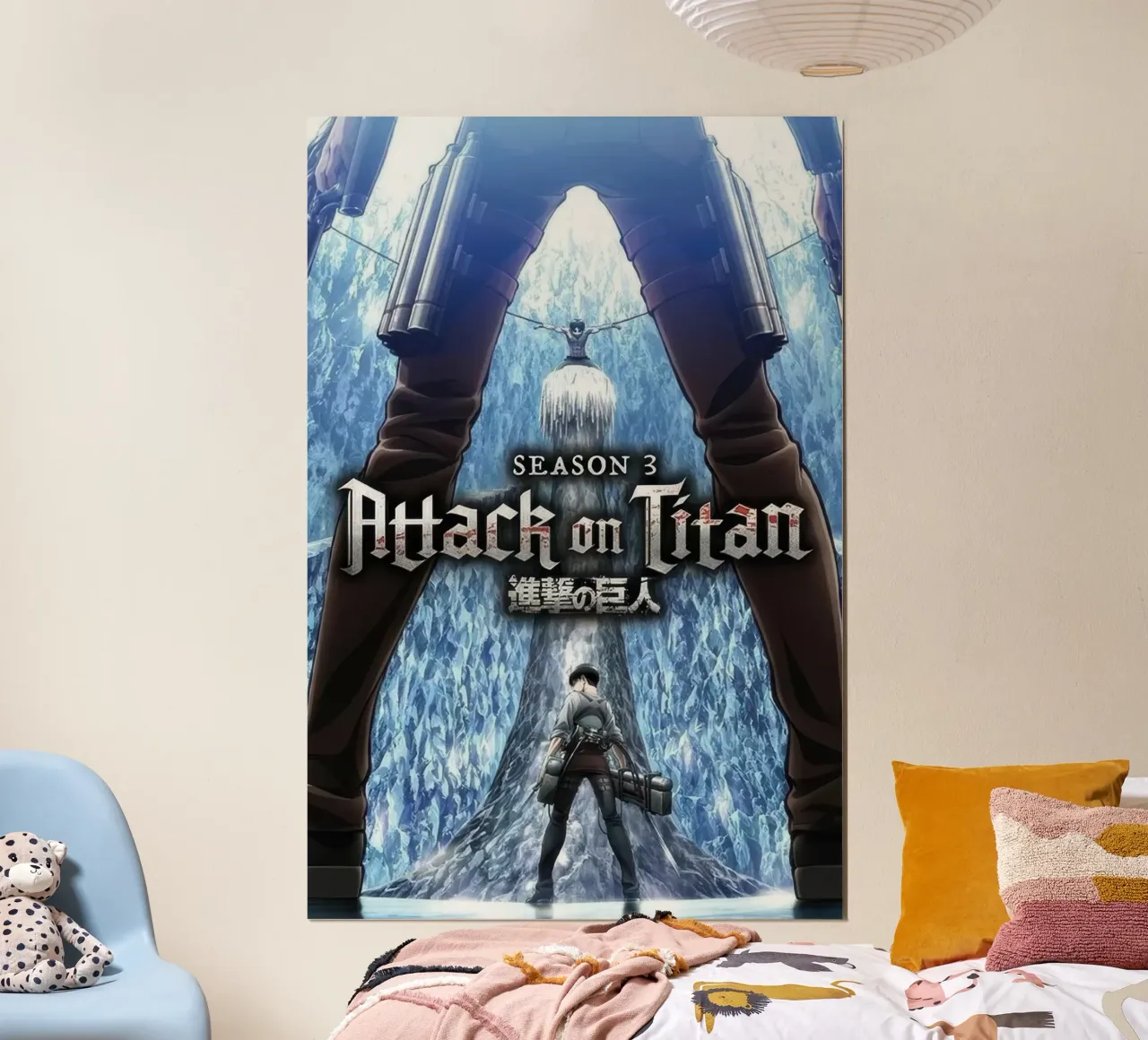 Attack On Titan - Key Art Stagione 3 poster con telaio in legno da Junior Harrington