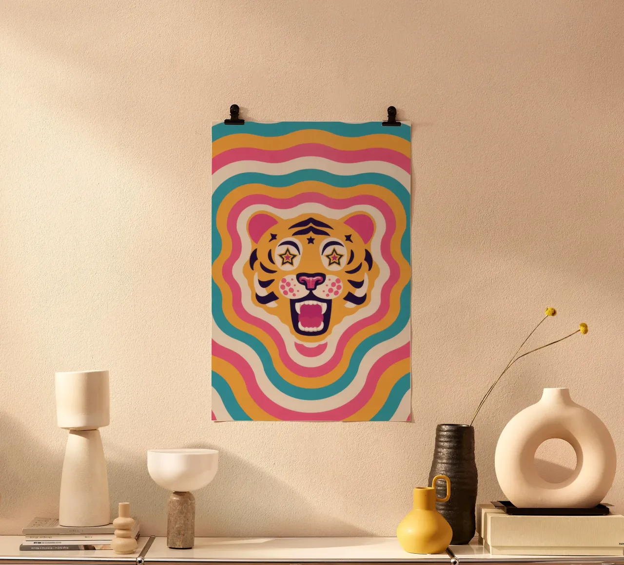 Sguardo psichedelico della tigre poster da Snow Mist