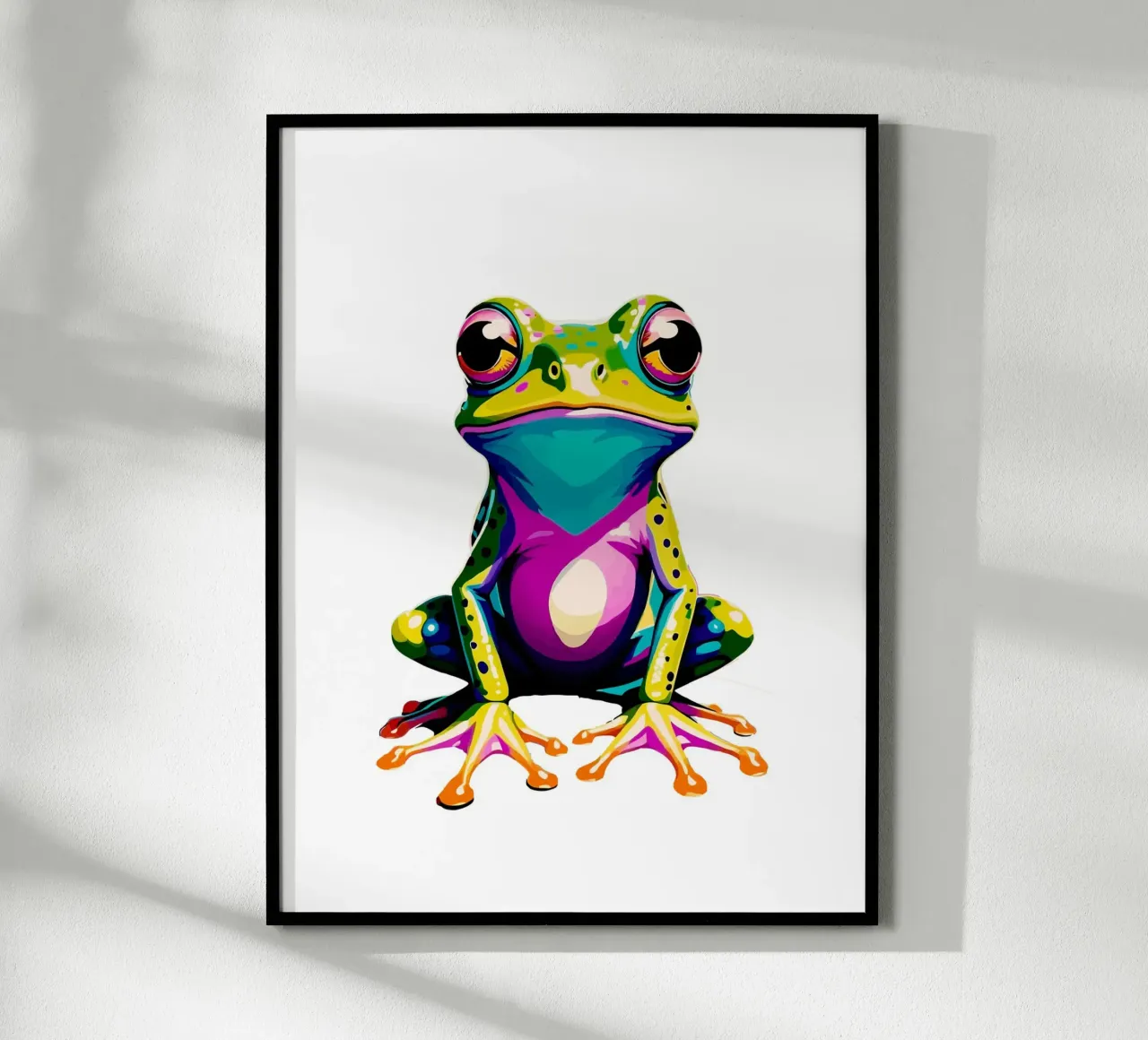 Frog Colorful poster con telaio in legno da Musadad Shop