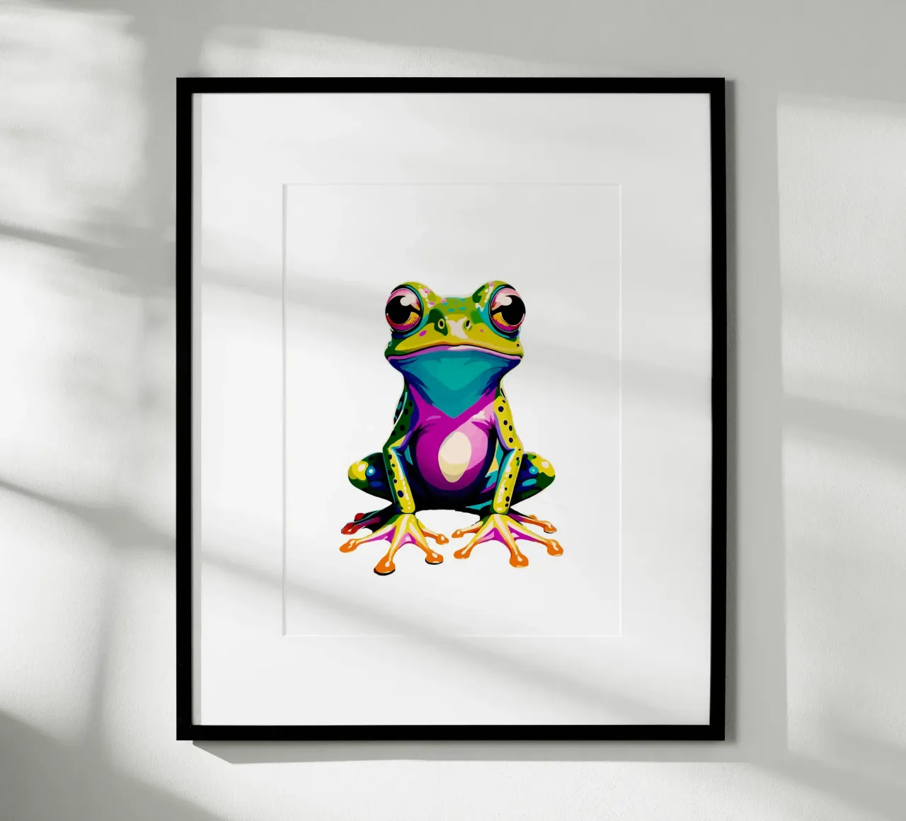 Frog Colorful poster con telaio in legno da Musadad Shop